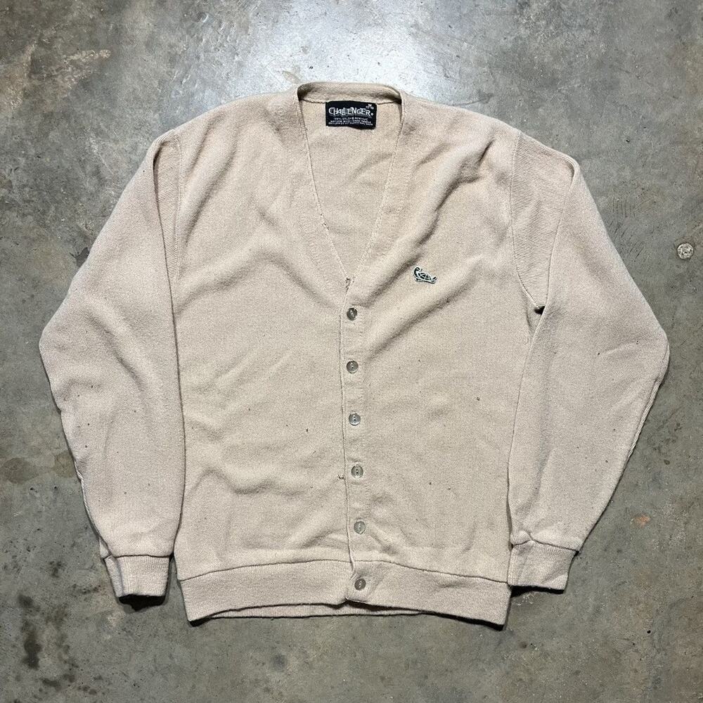 Vintage 70s Challenger Tan Acrylic Cardigan